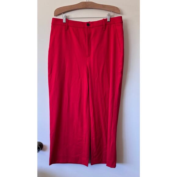 NWT Banana Republic Slim Wide-Leg Cropped Pants in Ultra Red Size 14 - Picture 2 of 4